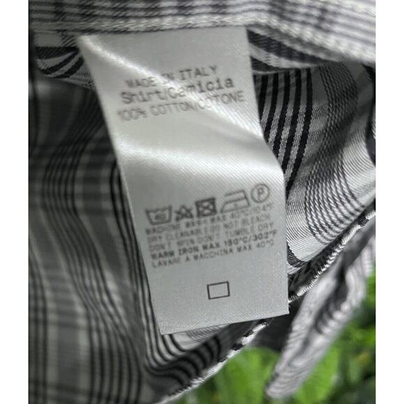 ERMENEGILDO ZEGNA Men Shirt XL Gray Black Plaid Collared Button Italy Made 1548 - Picture 12 of 12